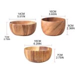 Bol en bois d'acacia naturel, bassin a grain de bois, assiette a fruits, riz ramen, r�cipient a salade, ...