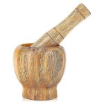 Bol de broyage en bois mortier et pilon ail gingembre herbe