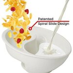 Bol a c�r�ales cloisonn� a glissi�re en spirale, s�paration humide et sec, ustensiles ronds, canard mandarin, ...