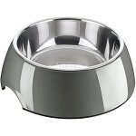Bol pour chien - hunter - m�lamine - acier inoxydable amovible - r�sistant aux chocs - lavable au lave ...