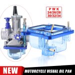 Bol flottant bleu transparent avec trou de déversement d'huile, pour carburateur de moto, 24mm 26mm 28mm ... Bol flottant bleu transparent avec trou de déversement d'huile, pour carburateur de moto, 24mm 26mm 28mm ...