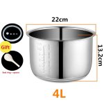 Bol intérieur pour autocuiseur electrique 5l, bol en acier inoxydable pour la cuisson de la bouillie ... Bol intérieur pour autocuiseur electrique 5l, bol en acier inoxydable pour la cuisson de la bouillie ...