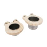 Bol de nourriture d�tachable en acier inoxydable pour perroquets, support en bois pour perruches