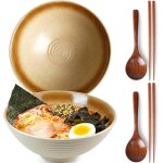 Bol a ramen japonais 1200 ml en c�ramique artisanale or bl�