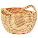 Bol rond en rotin avec sangles, panier en osier pour l'organisation et le stockage panier de pique - ...