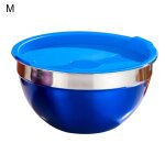 Bol a salade antirouille, robuste, rond, lavable, avec capuchon en plastique, pole a salade et a fruits ...
