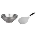 Bol a salade a double paroi en acier inoxydable sus304, 2 pices, bol de service avec large spatule en ...