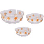 Bol a salade en verre a motif p�che, 3 pi�ces, bol a collation, bol a b�uf, dortoir pour etudiant, bol ...