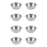 Bol a trempage, soucoupes, assiettes a sauce en acier inoxydable ljl - 8pcs, plats ronds d'assaisonnement, ...