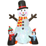 Bonhomme de neige et pingouins gonflable led de no�l - mat�riel fixation et souffleur inclus - polyester ...