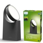 Borne de jardin poteau jardin led mimosa 7w 2700k 630lm ip44 25cm anthracite philips