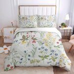 Botanique floral literie set, style de jardin x cm housse de couette king size, couette en microfibre ...