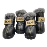 Bottes de neige antidrapantes en cuir pu pour petit chien, 4 pices, impermables, chaudes, pour l'hiver, ...