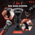 Bouchon de bouteille de vin rouge en silicone, 2 en 1, entonnoir verseur de bouteille de vin, outils ...