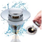 Bouchon lavabo inox, bonde de lavabo anti - odeur universel pop up avec 2 silicone joints, flitre de ...