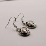 Boucles d'oreilles pendantes vintage de la srie britannique, bouteille de bire, tasse a caf, cuillre ...