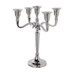 Bougeoir chandelier 5 t�tes en m�tal argent h 27 cm