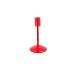 Bougeoir chandelier verre 2. 2x15cm rouge