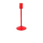 Bougeoir chandelier verre 2. 2x20cm rouge