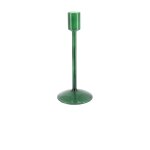 Bougeoir chandelier verre 2. 2x20cm vert anglais