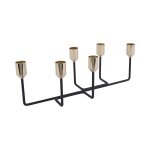 Bougeoir design m�tal lineate - l. 34 cm - noir et dor�