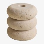 Bougeoir en r�sine ¿10 cm fernes beige cr�me