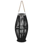 Bougeoir suspendu ou sur pied porte - bougie bambou noir d�coration ext�rieur hauteur 60cm dec020007