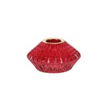 Bougeoir verre rainure lisere or 7. 5x4. 3cm rouge