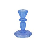 Bougeoir verre salvia 11cm bleu roi mat
