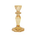 Bougeoir verre salvia 15. 5cm ocre