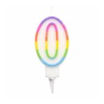 Bougie d'anniversaire chiffre 0 - multicolore - hauteur 7. 8 cm - support en plastique - int�rieur