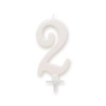 Bougie anniversaire geante blanche - chiffre 2
