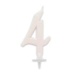 Bougie anniversaire geante blanche - chiffre 4