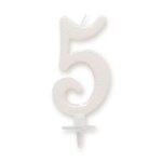 Bougie anniversaire geante blanche - chiffre 5