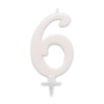 Bougie anniversaire geante blanche - chiffre 6