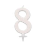 Bougie anniversaire geante blanche - chiffre 8