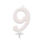 Bougie anniversaire geante blanche - chiffre 9