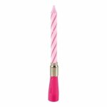 Bougie d'anniversaire musicale - rose - hauteur 12. 5 cm - d�coration de f�te - ambiance festive