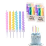 Bougies d'anniversaire spirales 24 pi�ces. color�es longues d�coratives pour g�teau