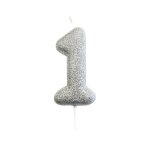 Bougie argent paillette chiffre 1