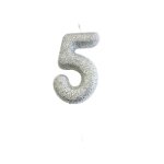 Bougie argent paillette chiffre 5