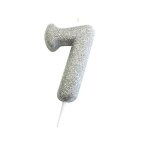 Bougie argent paillette chiffre 7