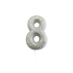 Bougie argent paillette chiffre 8
