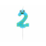 Bougie - atosa - n 2 - bleu - d�coration de f�te - anniversaire enfant