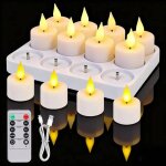 Bougies chauffe - plat led rechargeables usb - 12 pcs, 9 luminosit�s, minuterie, 2 modes, id�ales f�tes ...