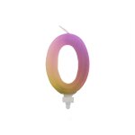 Bougie chiffre 0 feerique pastel 9cm