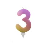 Bougie chiffre 3 feerique pastel 9cm