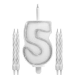 Bougies chiffre 5 meche magique 11cm blanc
