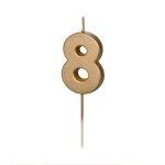 Bougie chiffre 8 cire anniversaire 4. 5cm or