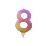 Bougie chiffre 8 feerique pastel 9cm